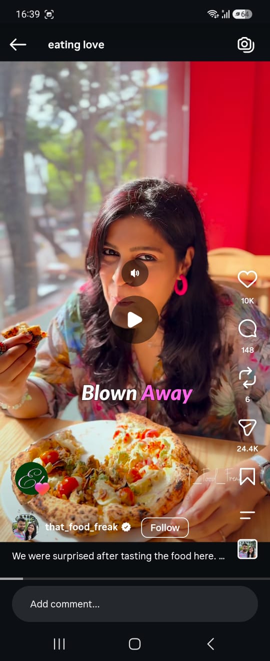 Eatinn' Love Trattoria featured on Instagram reel